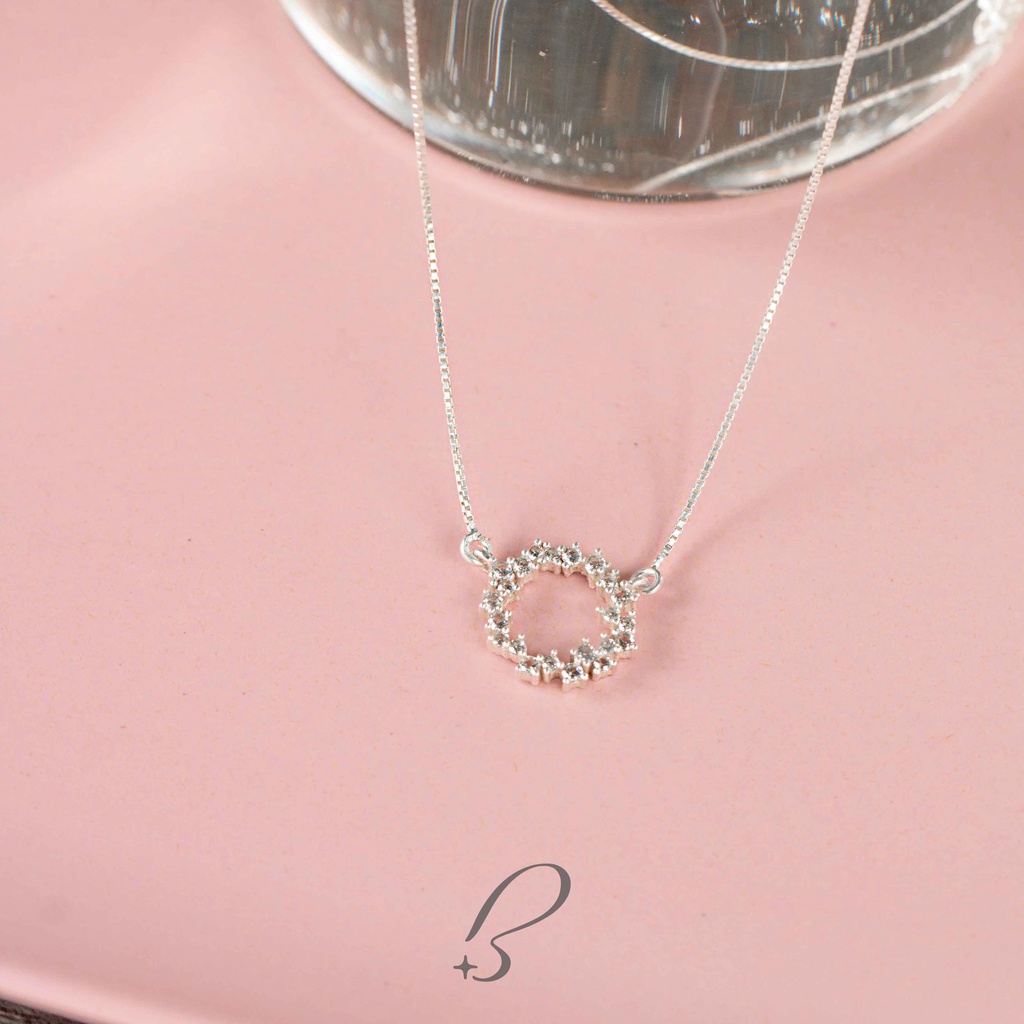 Dây Chuyền Bạc 925 Nữ BLING IT Mặt Hình Tròn Lấp Lánh Đính Đá Cao Cấp - BIVC062-1