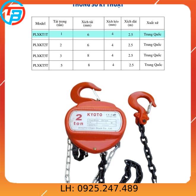 Palang pa lăng xích kéo tay Kyoto sản xuất theo tiêu chuẩn Japan 1 tấn - 3 tấn - CÁP THÉP Thái Bình Vina