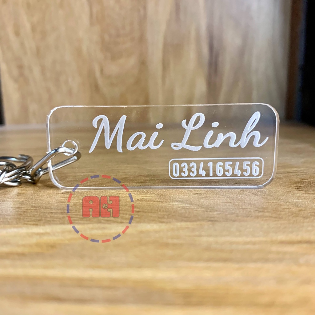 Móc Khóa tên theo yêu cầu, kèm SĐT, ngày sinh, Tặng kèm Khoen