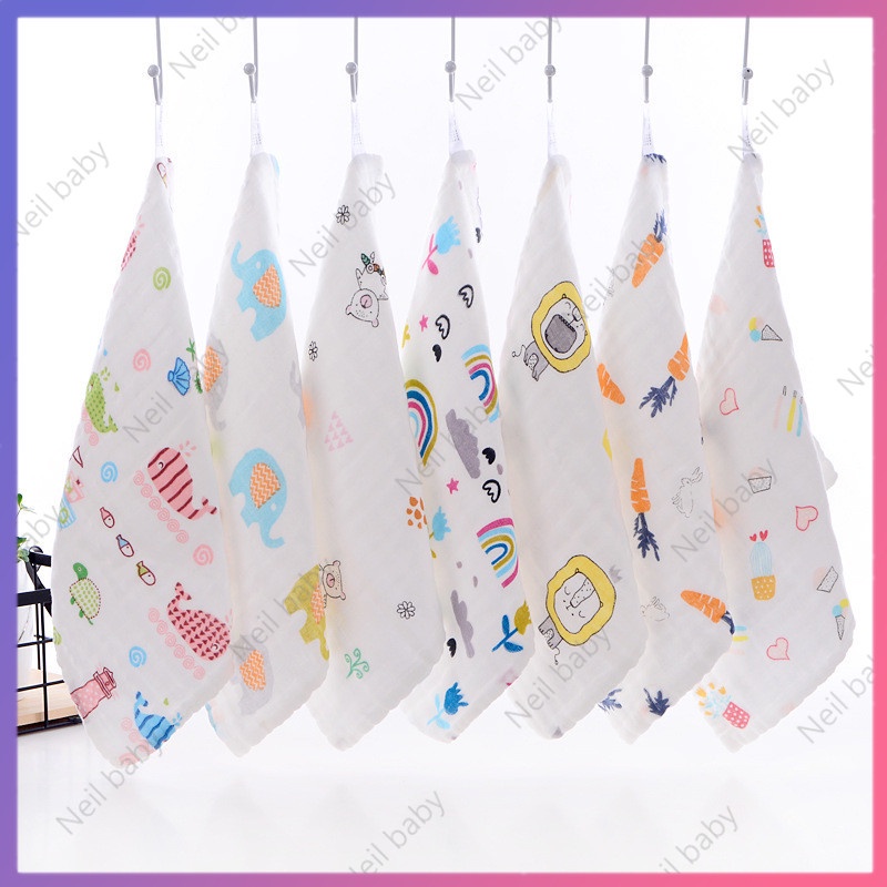 Khăn gạc sữa cho bé Khăn Gạc Cotton Vuông 6 Lớp Mật Độ Cao Mềm Mại Dùng Lau Mặt Em Bé