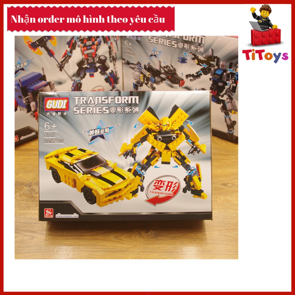 Bộ Lắp Ráp GUDI 8711 Transformers Robot BumbleBee Cỡ Nhỏ 221 khối - Đồ chơi Lắp ghép Xếp hình Non Lego GUDI 8711