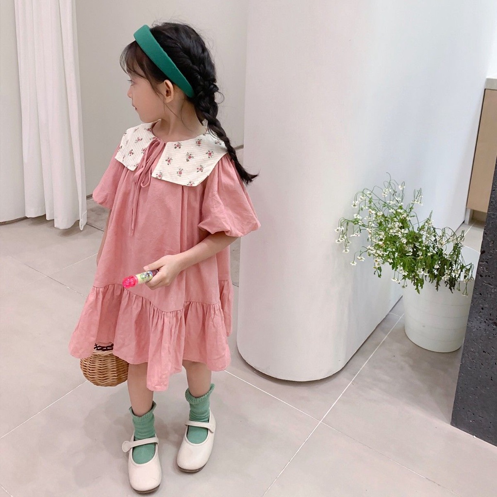 Đầm Công Chúa Mùa Hè Tay Cộc Phong Cách Phương Tây Cổ Điển Hợp Thời Trang Cho Bé Gái 5 Tuổi