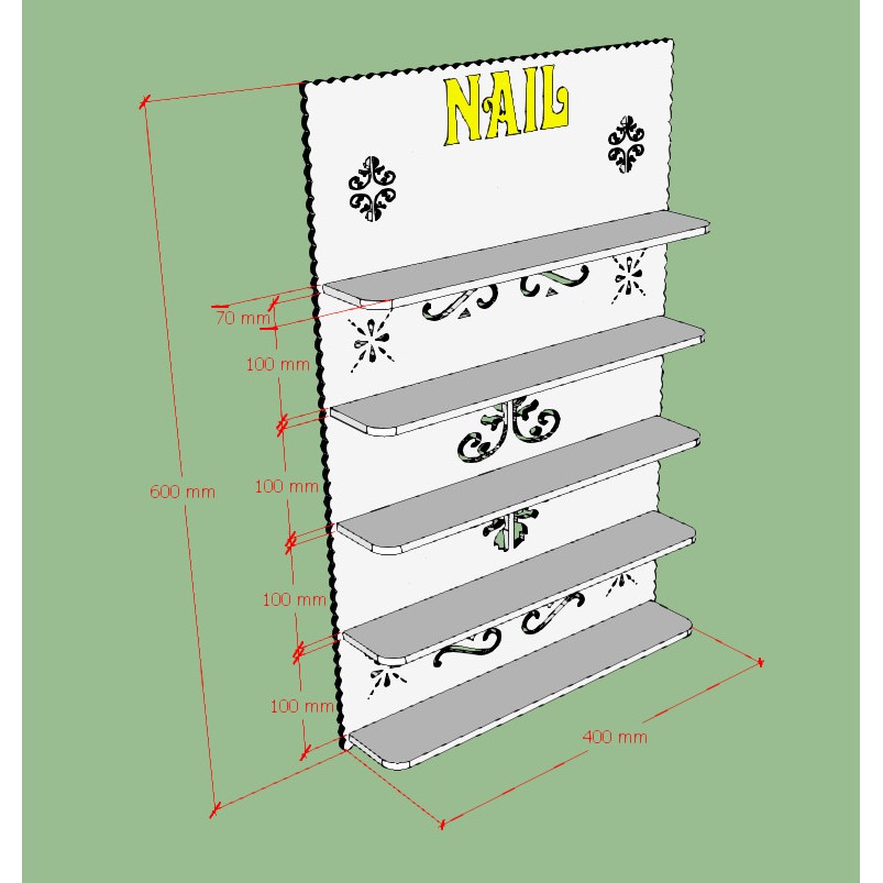 Kệ Sơn chữ Nail vàng 60x40x8cm