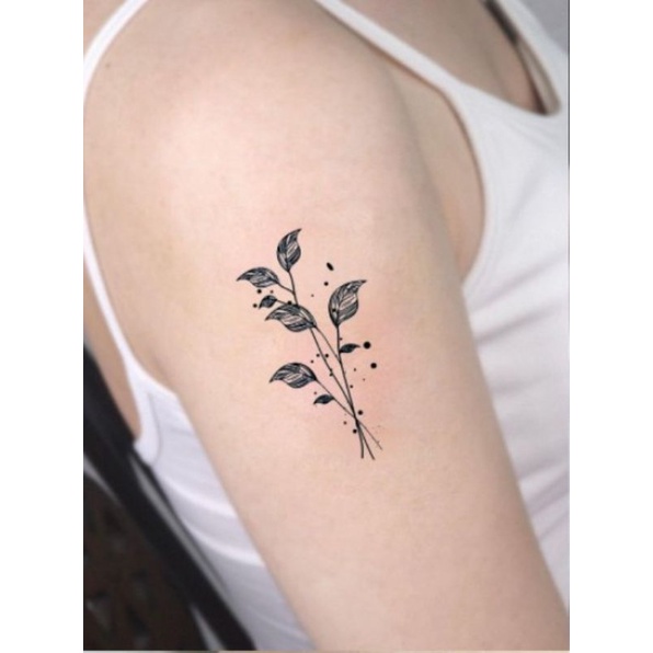 Hình xăm vân lá g08. Xăm dán tatoo tạm thời size &lt;10x6cm