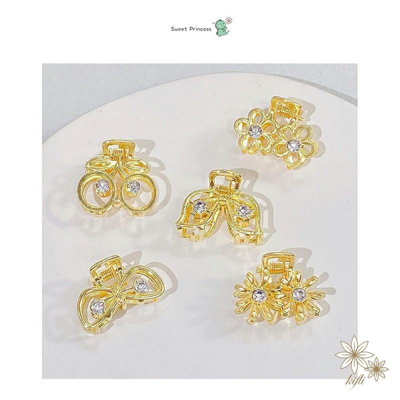 【kifli】Kẹp Tóc Kim Loại Nhỏ Đính Đá &amp; Ngọc Trai Cho Nữ