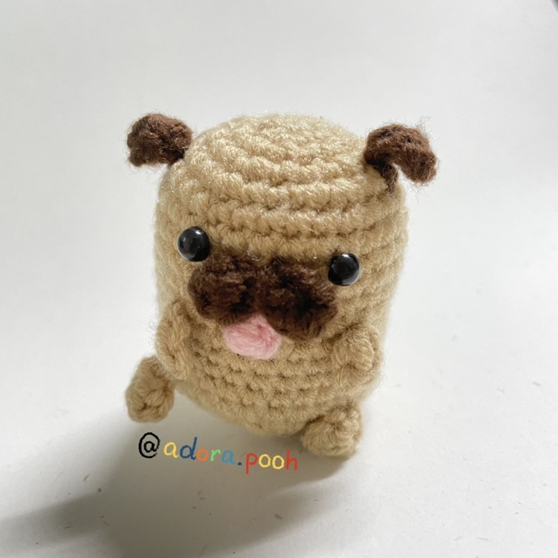 Chó Pug - Thú bông móc len Amigurumi (móc khoá)