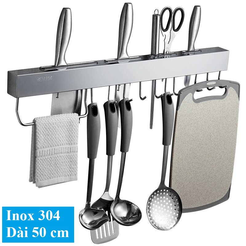 Kệ để dao, kéo, thớt đa năng - Kệ gác dao treo tường - Kệ INOX gắn tường gạch men