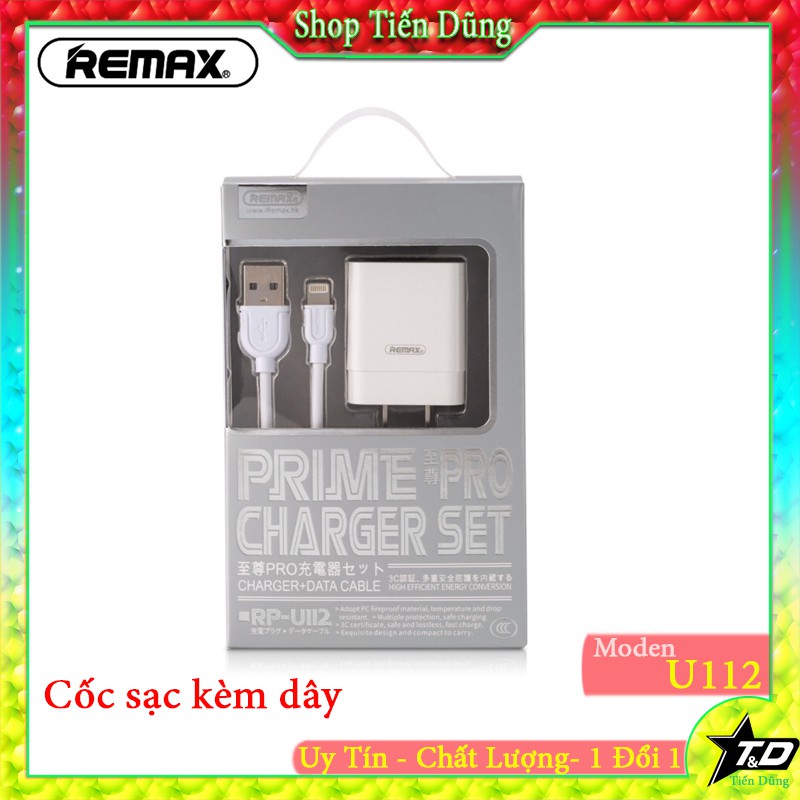 Củ sạc remax RP- U112 cho iPhone micro và Type -C - Củ sạc kèm dây