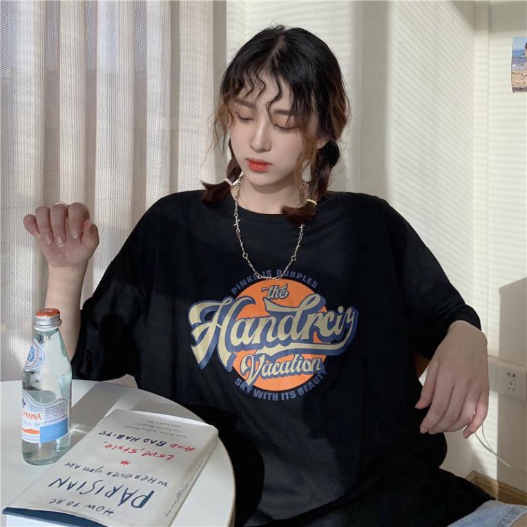 Áo Phông Unisex, Áo Thun Nam Nữ Form Rộng Tay Lỡ Freesize Handrey 40kg - 55kg | BigBuy360 - bigbuy360.vn