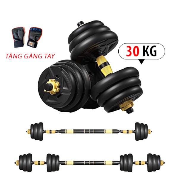 Bộ Tạ Tay Đa Năng 30kg (3 In 1) Kết Hợp Tạ Đòn Tháo Lắp Điều Chỉnh Siêu Bền Thế Hệ Mới 2021