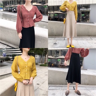 Set Áo Chấm Bi + Chân Váy