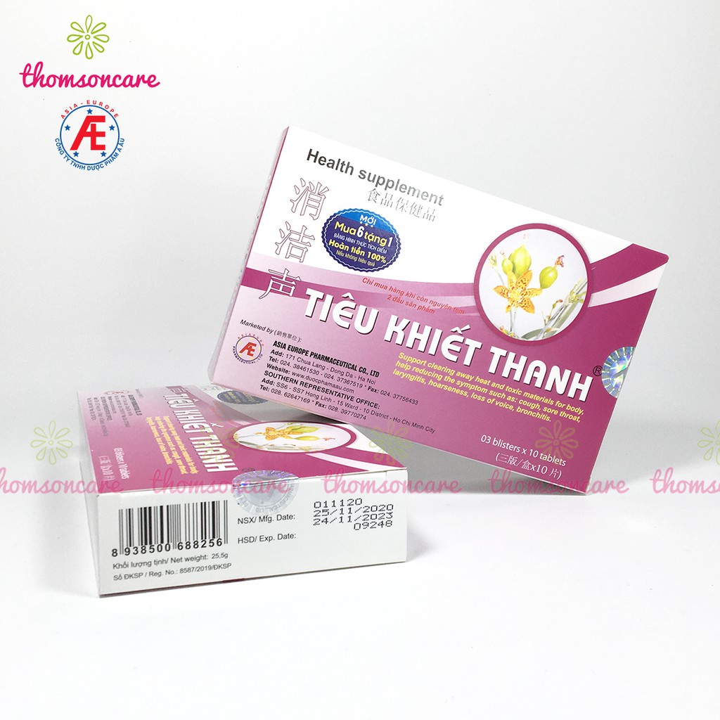 Tiêu khiết thanh - Mua 6 tặng 1 bằng tem tích điểm - Cho giọng nói trong trẻo, giảm khản tiếng, mất giọng