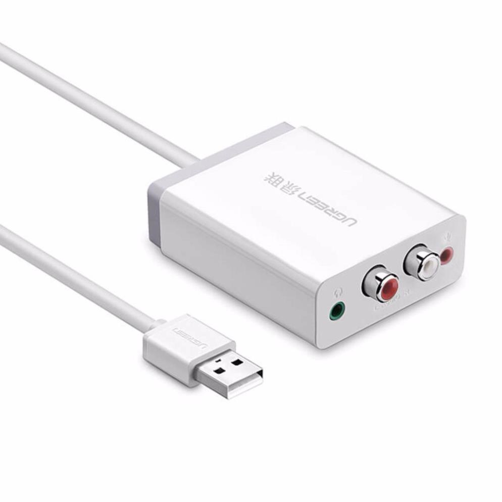 Bộ chuyển âm thanh USB ra 2 đầu 3.5mm  và 2 đầu hoa sen  dài 1M UGREEN 30521 PKCNH