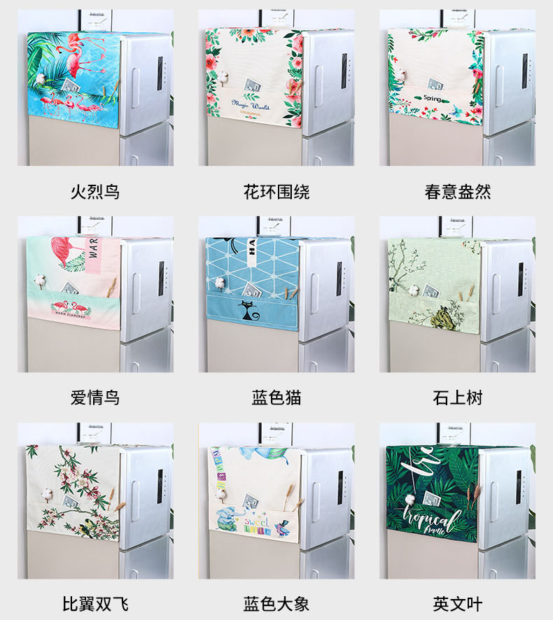 Tấm Vải Lanh Hình Chữ Nhật Họa Tiết Mèo May Mắn Trang Trí Tủ Lạnh