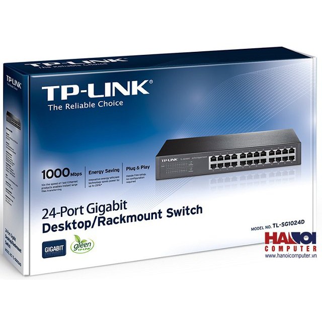 1000Mbps - TP-Link Switch Gigabit 24 cổng 10/100/1000Mbps Gắn tủ/ Để bàn -TL-SG1024D, hub, bộ chia mạng [Chính Hãng]