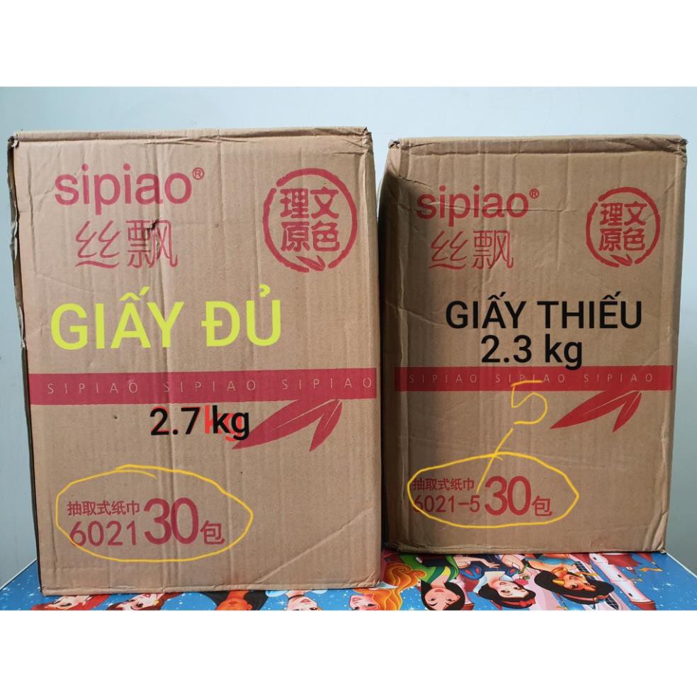 Thùng đủ 30 gói giấy ăn sipiao TulaHome nội địa Trung, 30 gói/thùng, 300 tờ/gói, thùng 2.7-2.8 kg