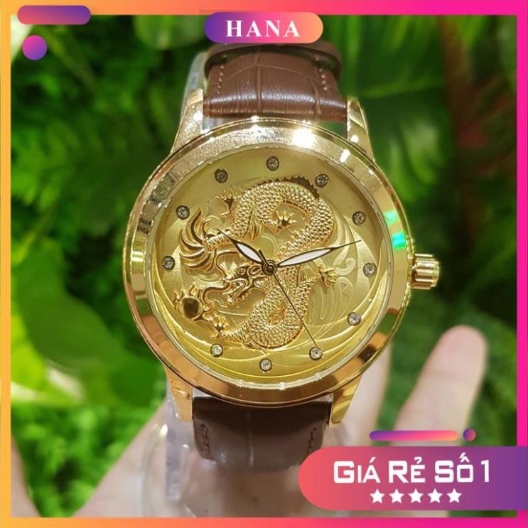 Đồng Hồ Nam SL Rồng 3D Số Ngọc Dây Da Nâu Size Tay Nhỏ Chính Hãng Tony Watch 68