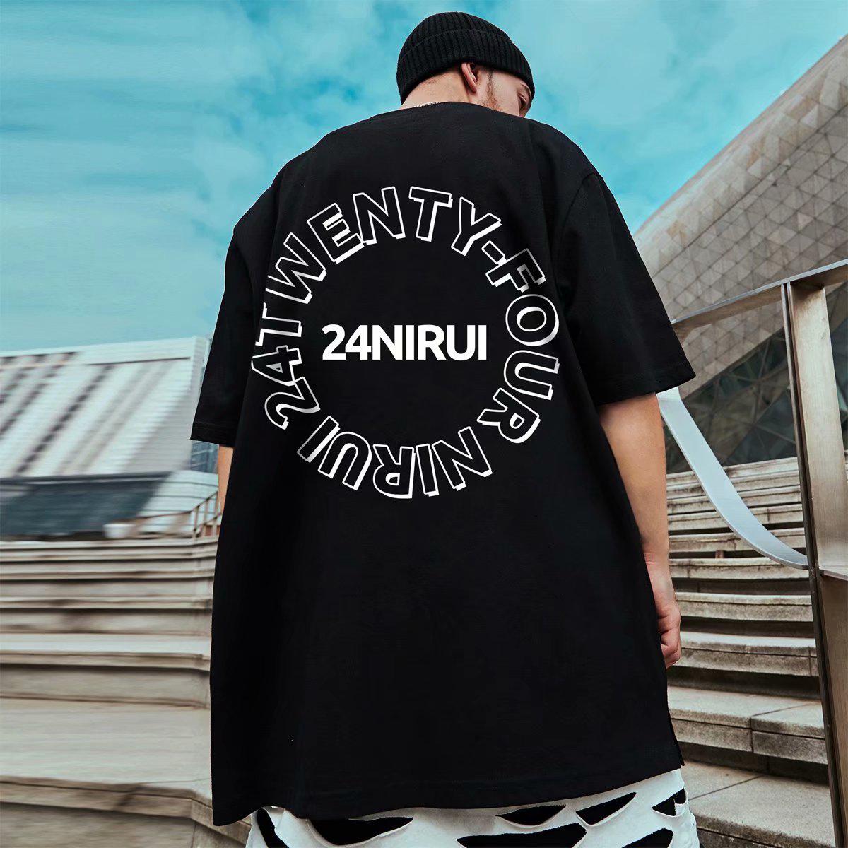 [cotton s-8xl] short sleeve letter printed T-shirt oversized European and American style 5-sleeve trend men's and women's casual T-shirt hip hop loose short sleeve
