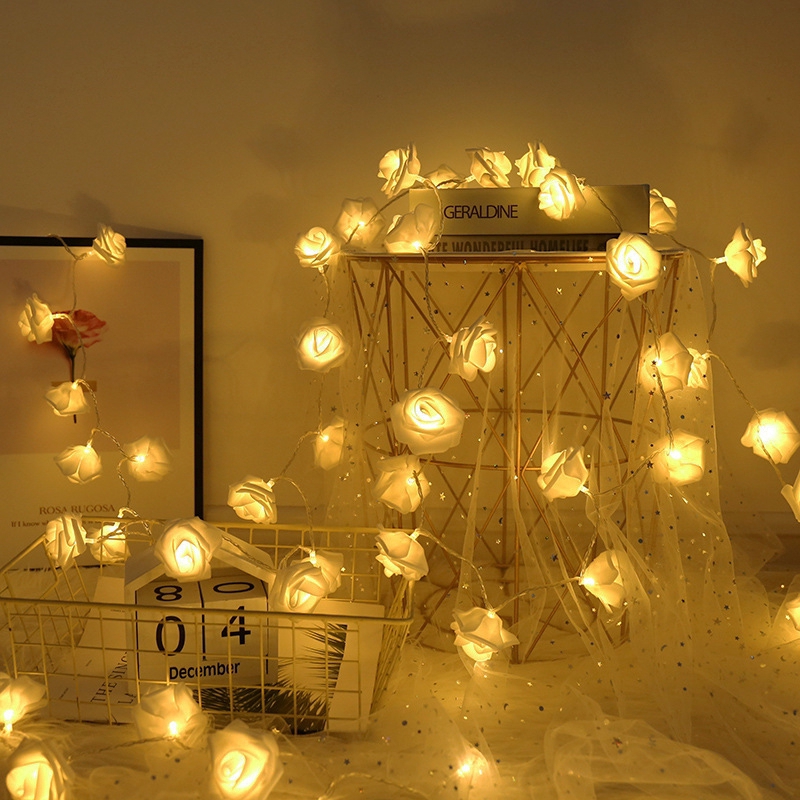 Dải đèn LED 20 bóng hình hoa hồng độc đáo dùng trang trí