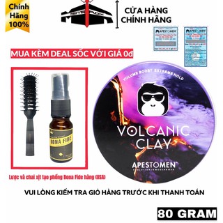 Sáp wax vuốt tóc Nam Volcanic Clay Apestomen “mua + kèm deal sốc xịt tạo phồng Bona Fide + Lược bán nguyệt vơi giá 0đ