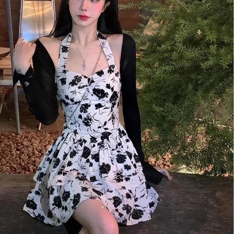 Áo khoác cardigan chống nắng hoặc Đầm hoa Perty thời trang mùa hè phong cách Hàn Quốc cho nữ tùy chọn