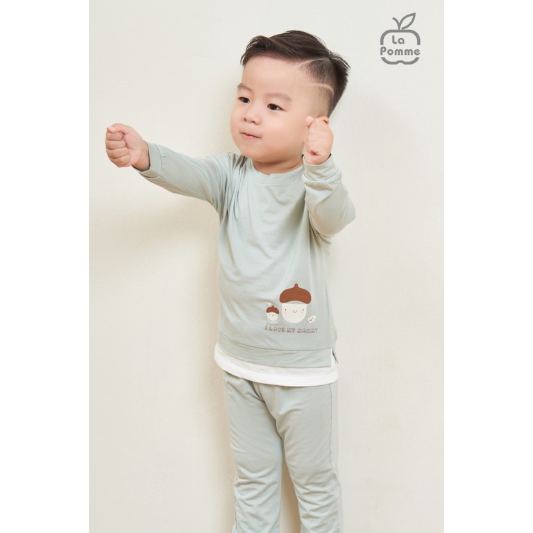 Bộ đồ dài tay La Pomme Gia đình Sồi - Xanh