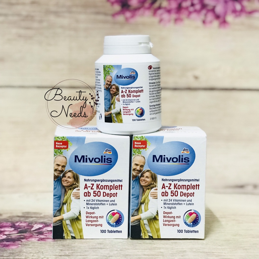 Viên uống bổ sung vitamin tổng hợp Mivolis A Z Depot Ab 50 Đức cho người trên 50 tuổi hộp 100 viên