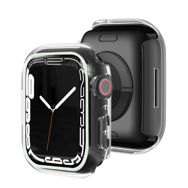 Ốp Bảo Vệ Bằng PC Cứng Màu Dạ Quang Cho Apple Watch 44mm 40mm 45mm 41mm 38mm 42mm 7 6 5 4 3 SE