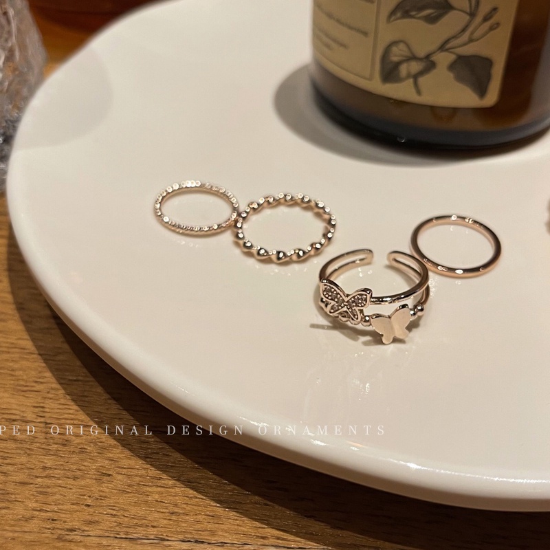 4 Nhẫn bạc phối bướm đính đá thời trang cho nữ