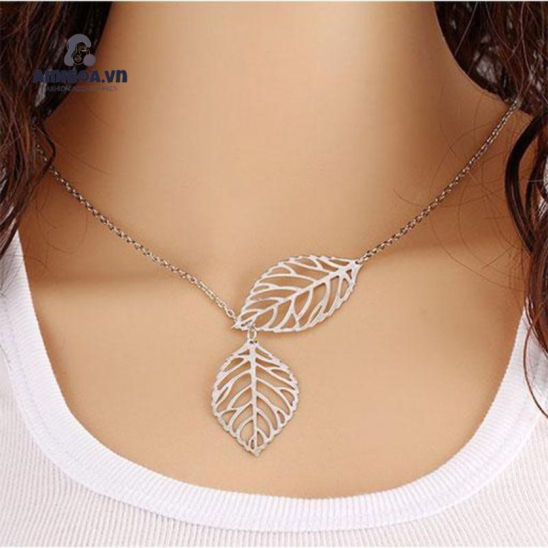 Vòng cổ Mặt Chiếc Lá Đôi Thời Trang Dành Cho Nữ
