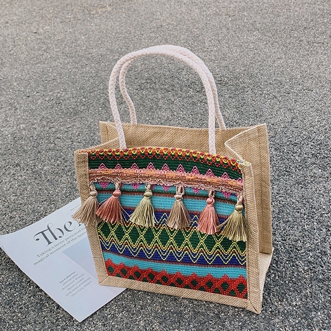 Túi cói mini tua rua, túi cói nhỏ đi biển chụp ảnh decor