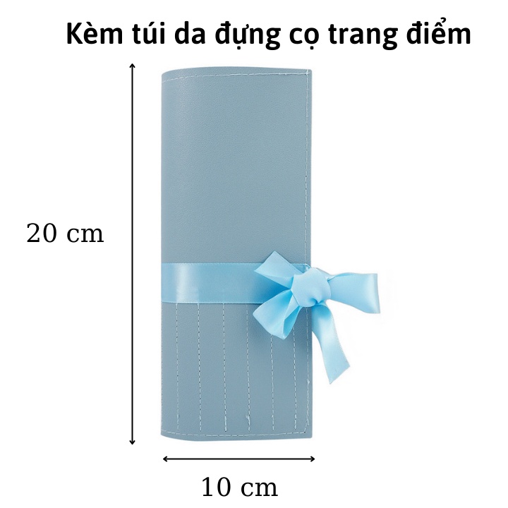 Bộ cọ trang điểm cao cấp 10 cây đầu cọ siêu mềm mịn kèm túi da trang điểm PK403