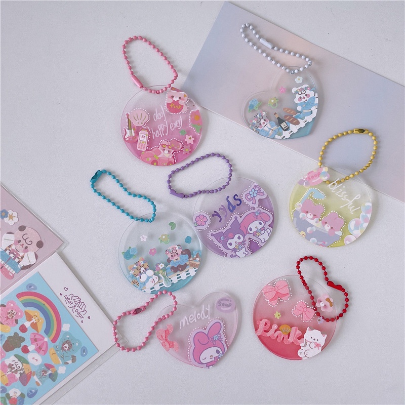 Peach Acrylic gradient color disc  DIY decorative keychain pendant