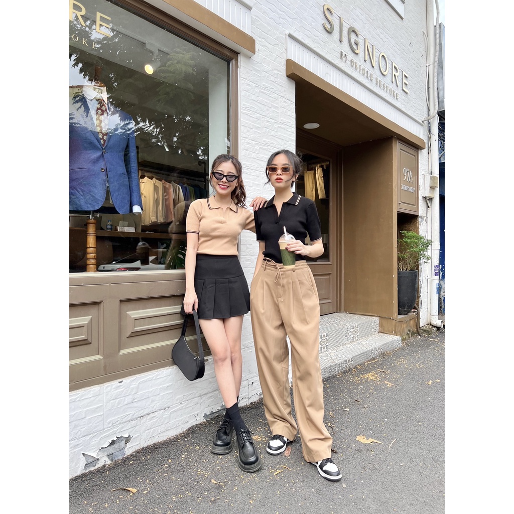 Áo thun len ôm body cổ sơmi GLEN TOP