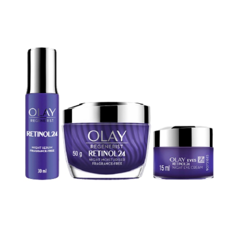 Combo 3 Kem Dưỡng Ẩm, Tinh Chất Và Kem Mắt Olay Ngăn Ngừa Lão Hóa Chứa Chiết Xuất Retinol24