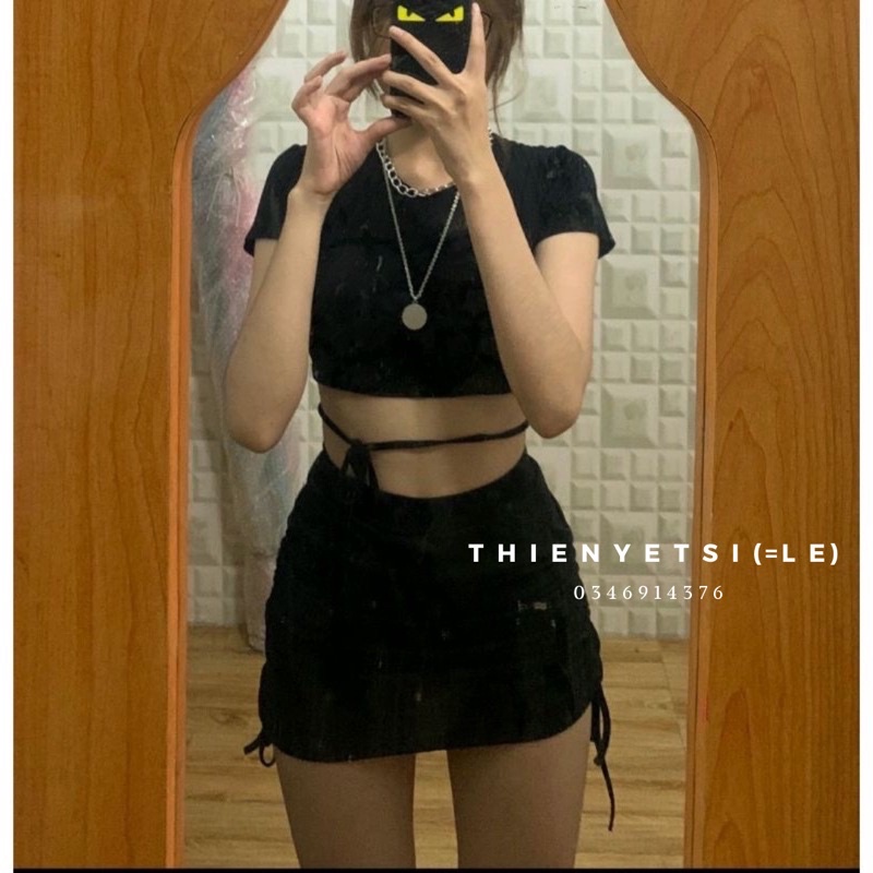  CHÂN VÁY RÚT DÂY HAI BÊN NHIỀU MÀU NHÚNG | BigBuy360 - bigbuy360.vn