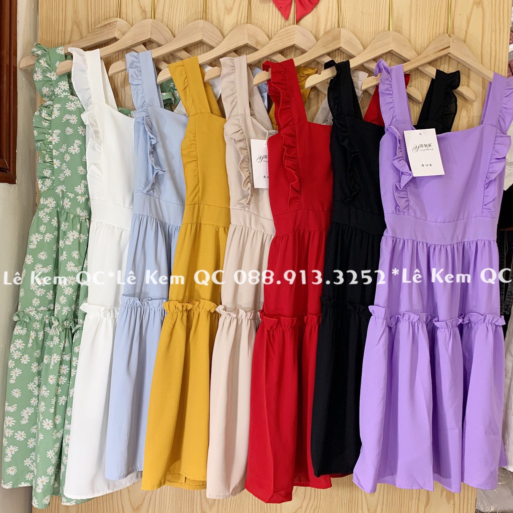 Váy Cánh Tiên ❤️  ❤️ Váy Hai Dây Dáng Xòe Có Lót Trong - Ảnh Thật Kem Chụp ❤️