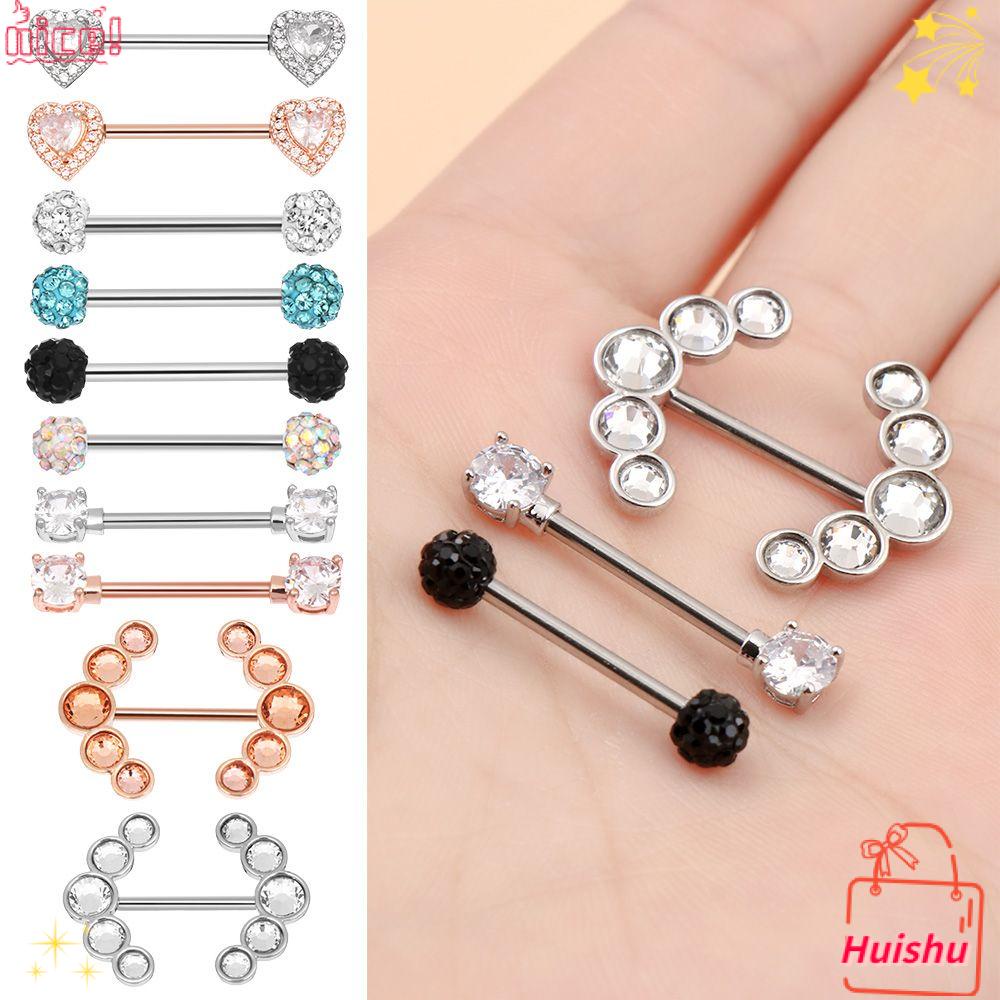 ✣Hs✣ 1 Cặp Khuyên Xỏ Ngực Đính Đá Zircon Gợi Cảm Cho Nữ