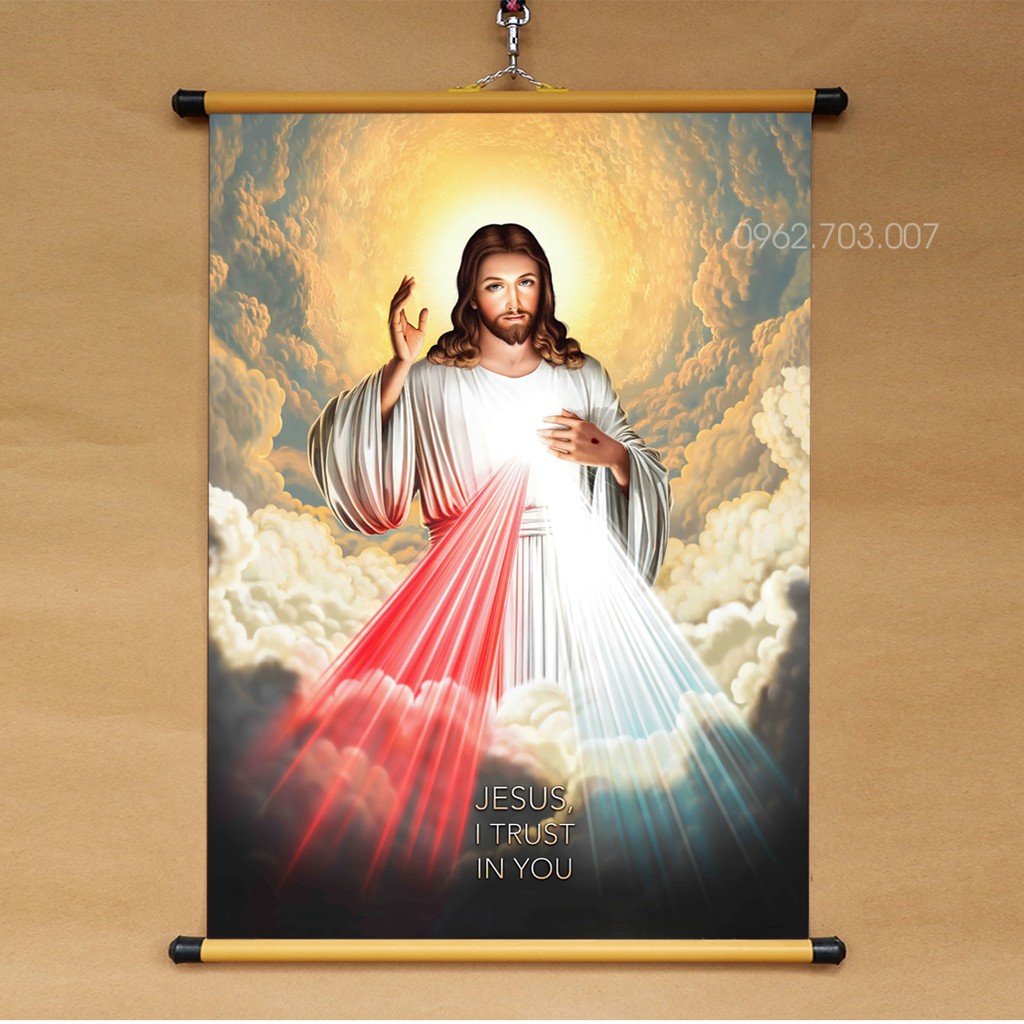 [NHIỀU MẪU] Tranh công giáo Chúa Jesu bằng vải phủ bóng cao cấp dày dặn 40x55cm