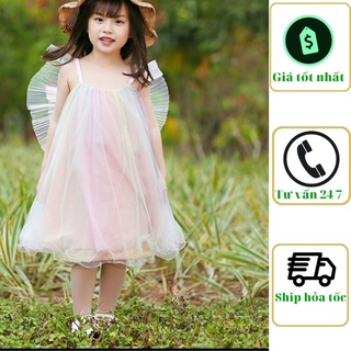 [VÁY THIÊN THẦN] Váy đầm công chúa thời trang bảy sắc cầu vồng kết hình cánh bướm siêu xinh cho bé gái 8-12kg (QATEM3)
