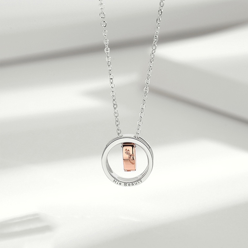 Cặp Vòng cổ Mặt Nhẫn Đôi Bằng Bạc Đơn Giản Cá Tính Không Phai Màu Cho Cặp Đôi