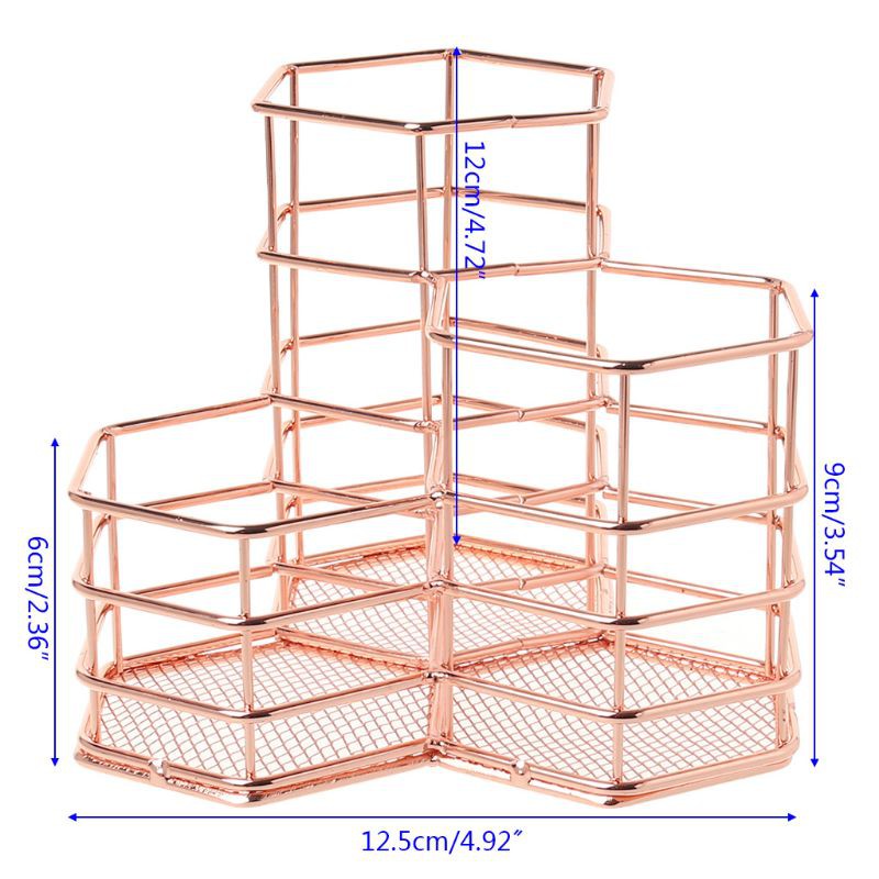 Giá Đỡ Bút / Cọ Trang Điểm Hình Lục Giác Bằng Sắt Phong Cách Bắc Âu