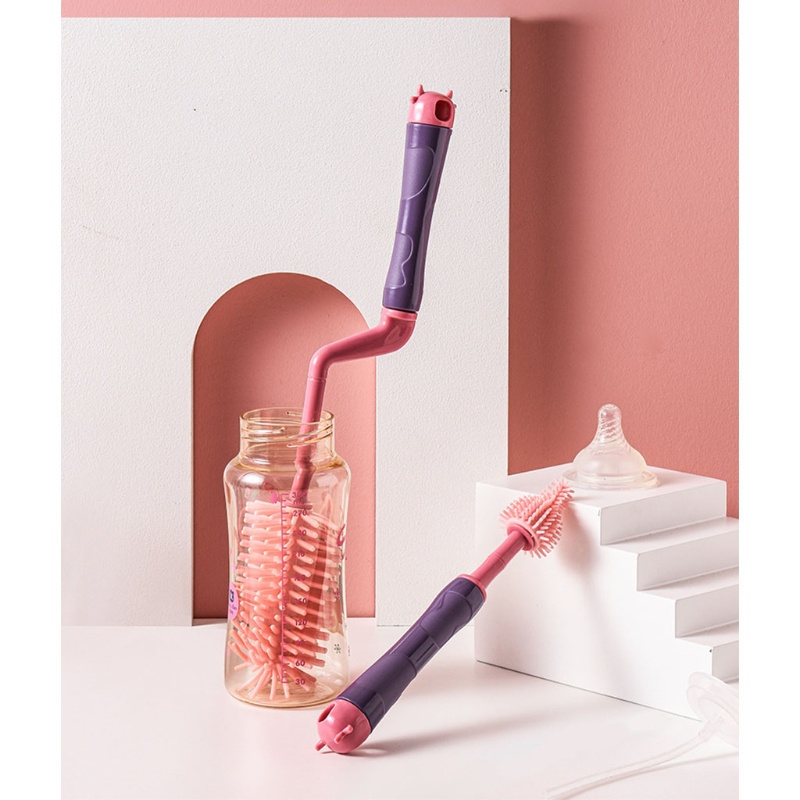 Set 3 Cọ Vệ Sinh Bình Sữa Em Bé Thiết Kế Tay Cầm Xoay Tiện Lợi