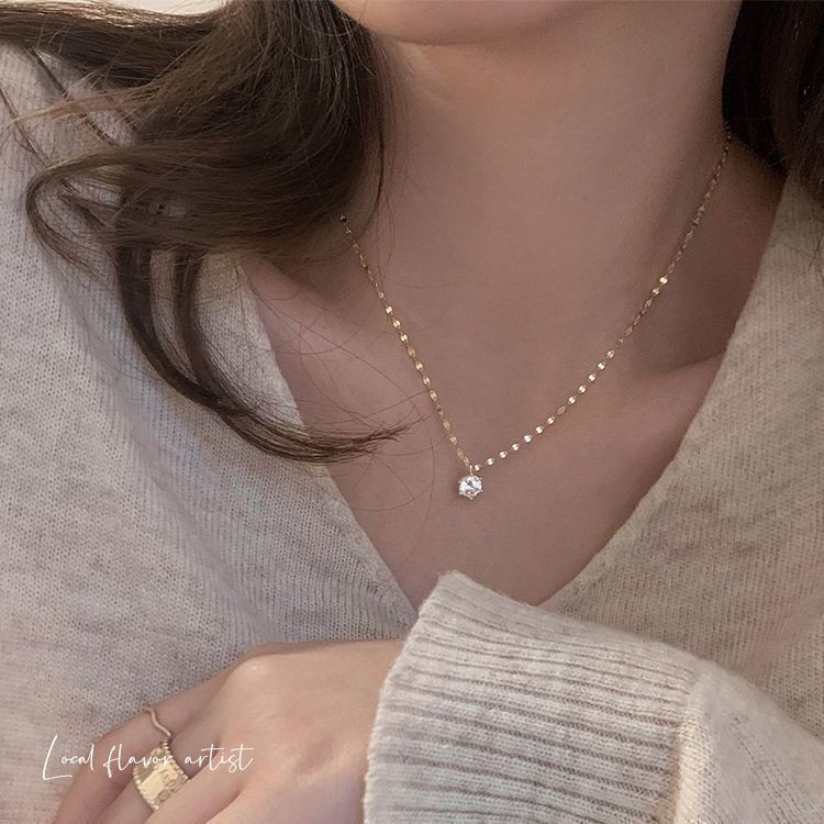 Vòng cổ Pure Cube đính đá kim cương giả phong cách sang trọng thanh lịch dành cho nữ