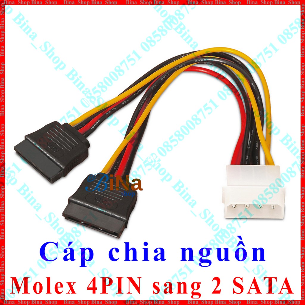 Cáp chia Molex IDE 4 pin ra 2 đầu SATA 20cm