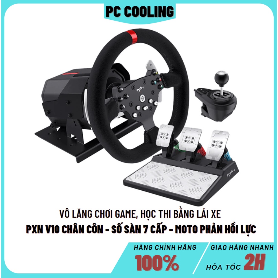 Vô Lăng Chơi Game, Học Thi Bằng Lái Xe PXN V10 Metal FFB Pro Racing Wheel - Có Moto Phản Hồi Lực