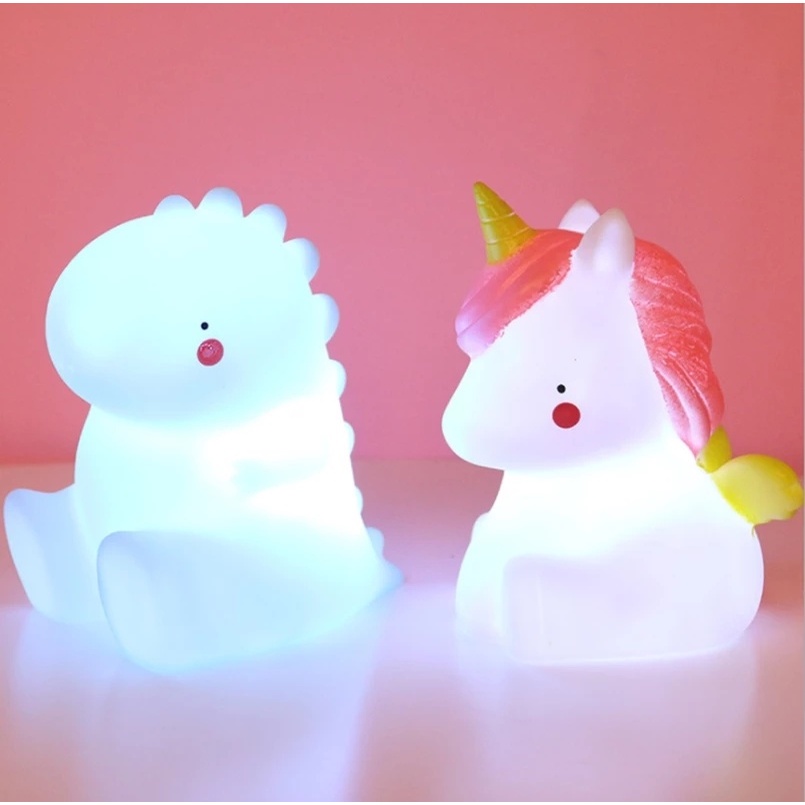 Mới Đèn Ngủ Hình Khủng Long / Kỳ Lân Mềm Mại Trang Trí Bánh Kem Cho Bé