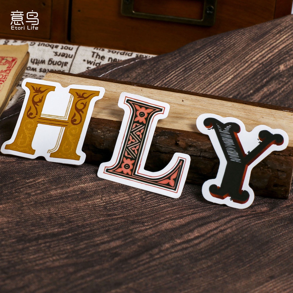 Bộ 52 giấy trang trí Journamm hình chữ cái cổ điển trang trí tạp chí sáng tạo