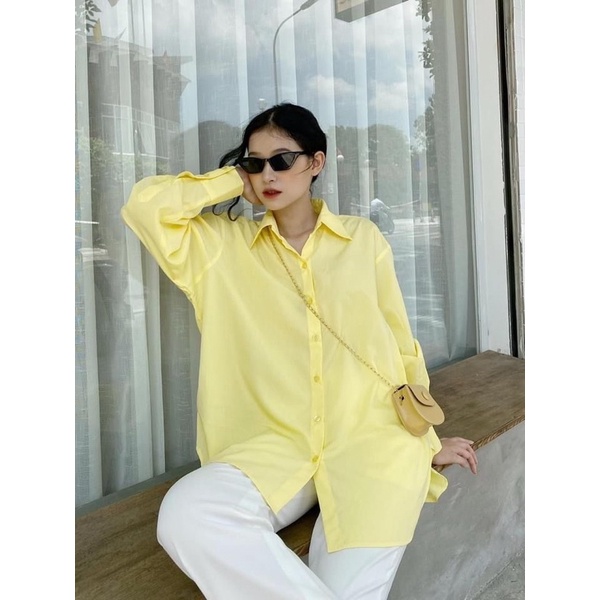 ÁO SƠ MI VÀNG OVERSIZE