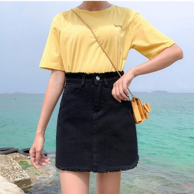 Chân váy kaki nữ dáng ngắn chữ A, chân váy nữ ngắn đen trắng siêu đẹp Lysa Store